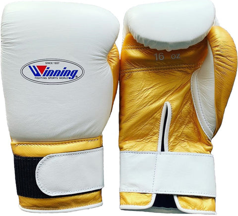 Velcro Boxing Gloves - White · Gold