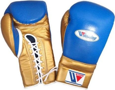 Lace-up Boxing Gloves - Blue · Gold