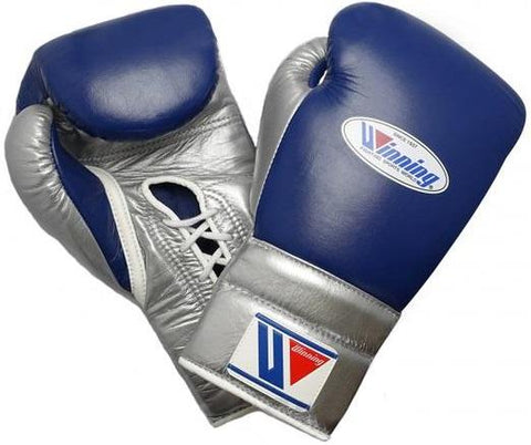 Lace-up Boxing Gloves - Navy · Silver