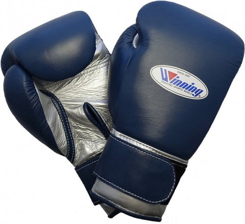 Velcro Boxing Gloves - Navy · Silver
