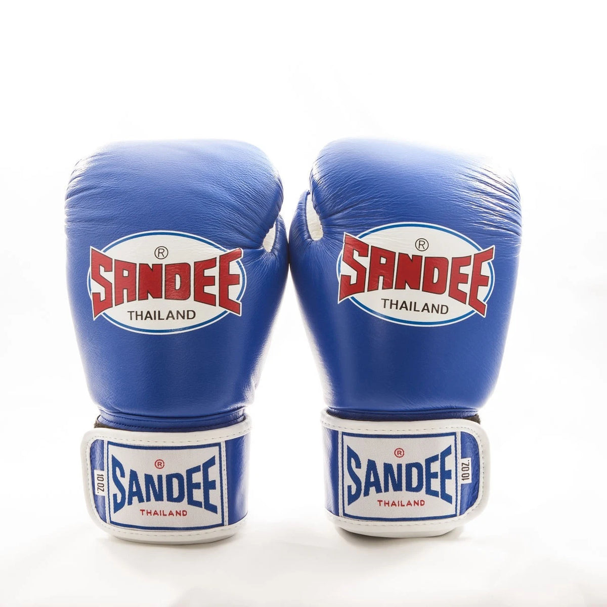 Authentic Leather Boxing Gloves - Blue/White Thai Boxing Gloves